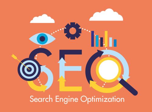 search engine optimization target gear analysis vector illustration
